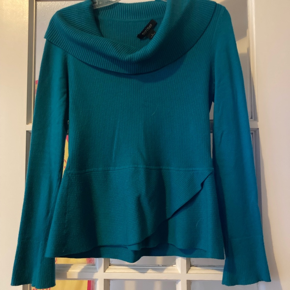 WHBM teal cowl neck or off the shoulder sweater